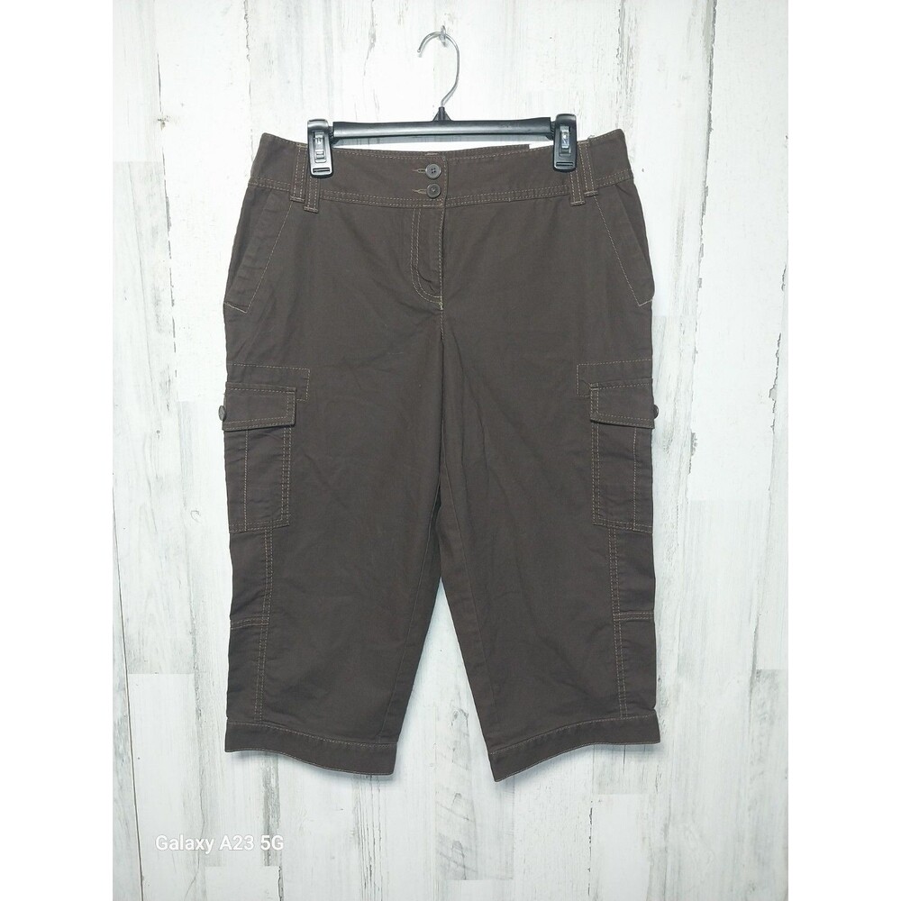 LOFT Marisa Low Waist Croppedcargo Pants Brown Size 8
